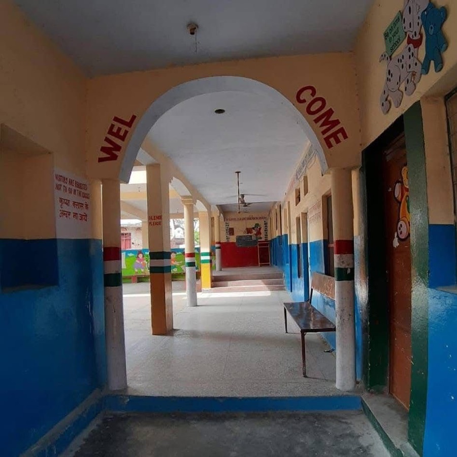 Welcome arch at the school entrance