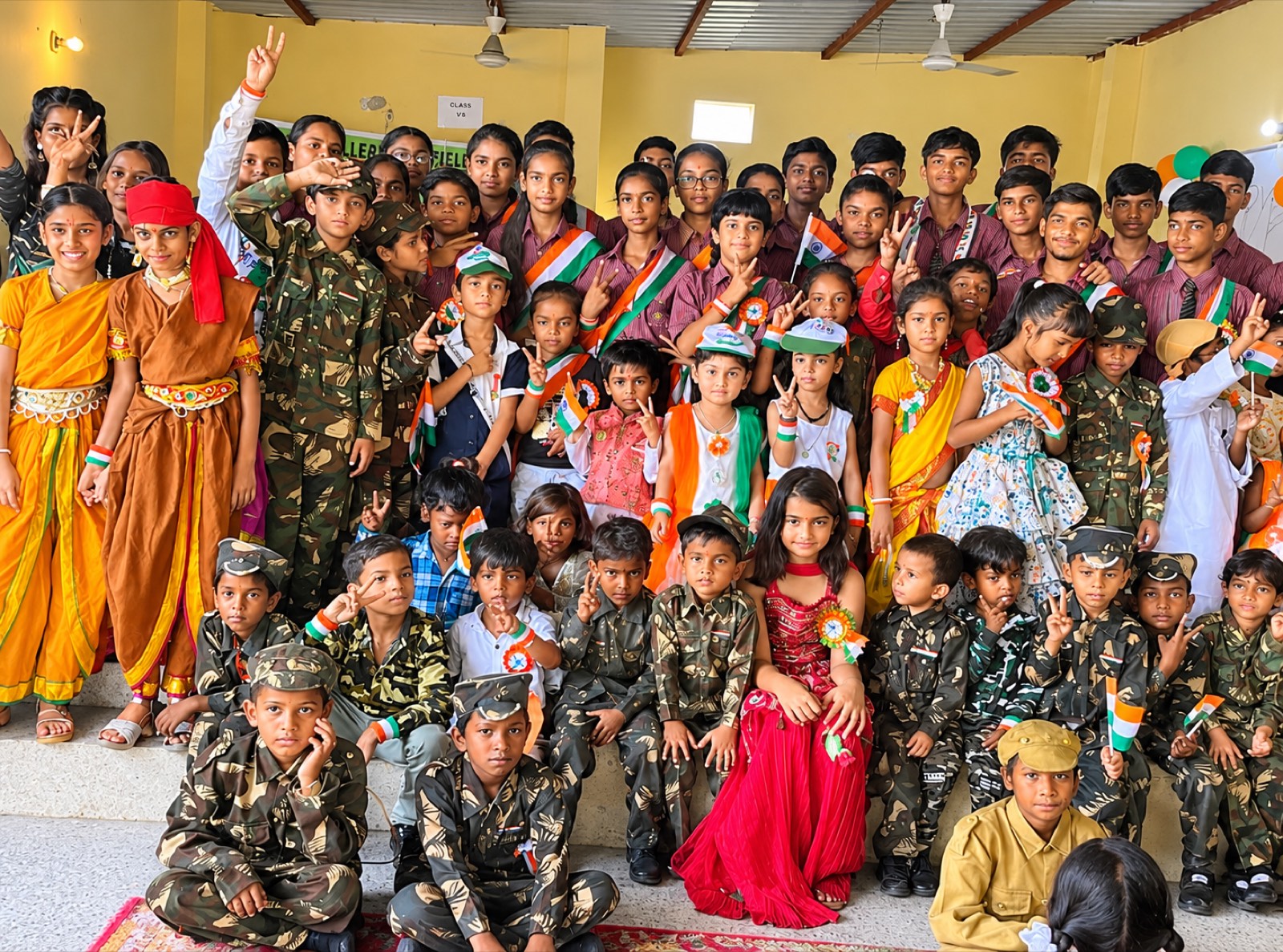 Students in costume at a school celebration